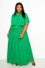 Load image into Gallery viewer, Pleated Cropped Shirt And Maxi Skirt Set
