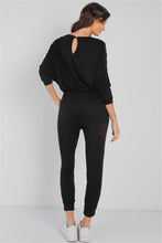 Load image into Gallery viewer, Ruched Detail Dolman Midi Sleeve Fitted Waistline Jumpsuit
