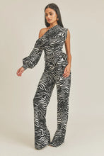 Load image into Gallery viewer, One Shoulder Zebra Print Jumpsuit
