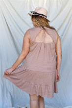 Load image into Gallery viewer, Plus Apricot Textured Ruffle Hem Open Back With Self-tie Detail Mini Dress
