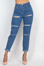 Load image into Gallery viewer, Rolled Hem Ripped Denim Jeans

