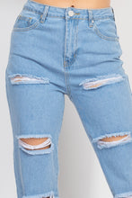 Load image into Gallery viewer, Rolled Hem Ripped Denim Jeans
