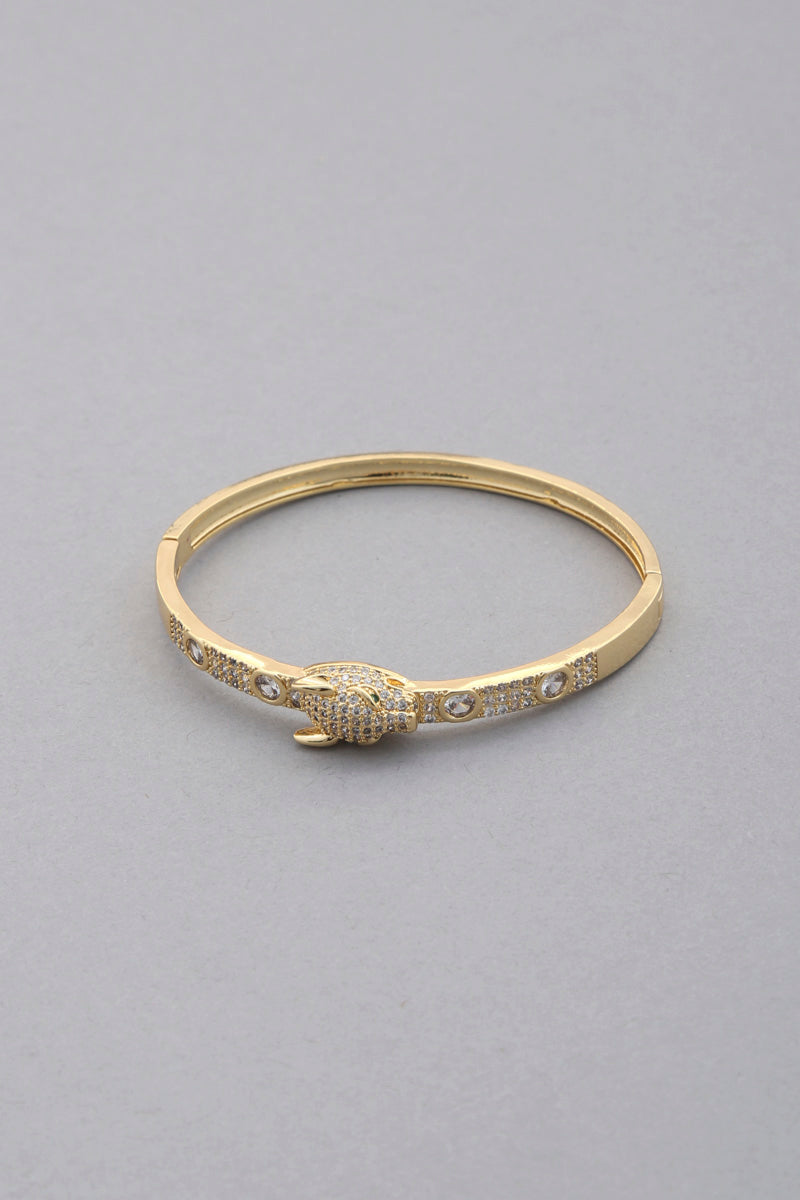 Leopard Crystal Metal Bangle Bracelet
