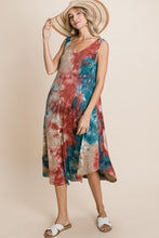 Load image into Gallery viewer, Tie Dye Ribbed Brush Sleeveless Flowy Asymmetrical Hem Midi Dress
