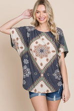 Load image into Gallery viewer, Floral Chevron Printed Off Shoulder Dolman Sleeves Top
