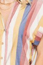 Load image into Gallery viewer, A Woven Shirt In Multicolor Striped With Collared Neckline

