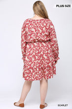 Load image into Gallery viewer, Floral Printed V-neck Ruffle Dress With Side Spaghetti Tie Detail
