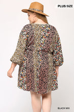 Load image into Gallery viewer, Print Mixed Dolman Sleeve Dress With Side Pockets

