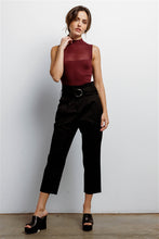 Load image into Gallery viewer, Wine Knit Mock Neck Sleeveless Bodysuit
