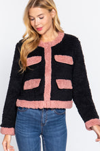 Load image into Gallery viewer, Long Sleeve Pocket Detail Faux Fur Jacket

