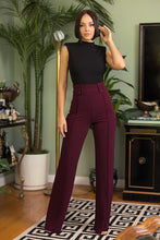 Load image into Gallery viewer, High Waist Pants With Self Fabric Buckle Detail On The Waist
