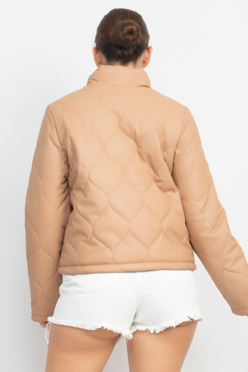 Mock Neck Quilted Jacket