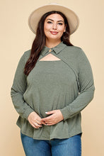Load image into Gallery viewer, Plus Size Solid Long Sleeve Fashion Top
