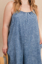 Load image into Gallery viewer, Washed Denim Spaghetti Strap Jumpsuit
