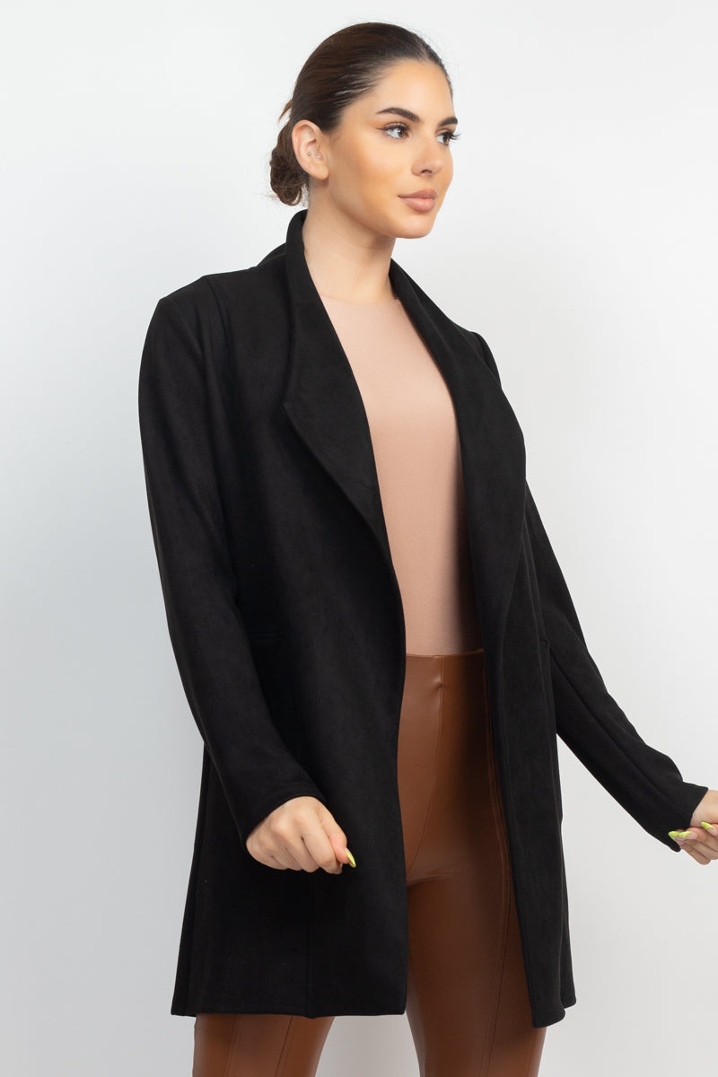 Open Front Suede Blazer