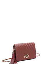 Load image into Gallery viewer, Fashion Double Metal Pattern Stitching Tassel Crossbody Bag
