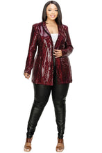 Load image into Gallery viewer, Plus Disco Metallic Sequins Double Breasted Blazer
