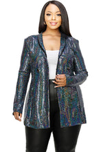 Load image into Gallery viewer, Plus Disco Metallic Sequins Double Breasted Blazer
