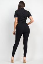 Load image into Gallery viewer, Collared Waist-tie Buttoned Jumpsuit
