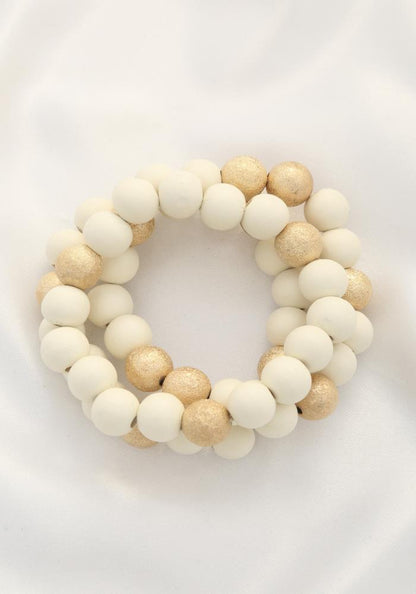 Metal Wood Bead Bracelet