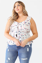 Load image into Gallery viewer, Plus Floral Button-up Sleeveless Flare Hem Top
