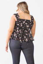 Load image into Gallery viewer, Plus Floral Button-up Sleeveless Flare Hem Top
