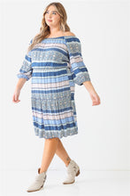 Load image into Gallery viewer, Plus Combo Printed Textured Ruffle Flare Hem Mini Dress
