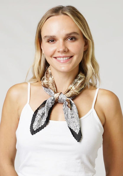 Circle Link Pleated Satin Scarf