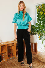 Load image into Gallery viewer, Waist Smocked Solid Satin Blouse

