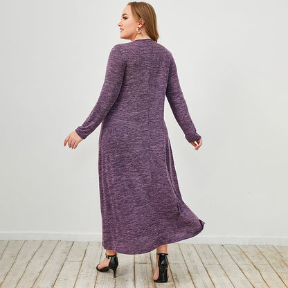 Plus Size Heathered Maxi Dress with Pocket