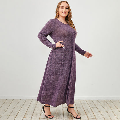 Plus Size Heathered Maxi Dress with Pocket