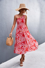 Load image into Gallery viewer, Floral Smocked One-Shoulder Midi Dress
