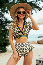 Load image into Gallery viewer, Printed Flutter Sleeve Ruffled Two-Piece Swimsuit
