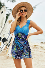 Load image into Gallery viewer, Printed Ruched Swim Dress and Swim Bottoms Set
