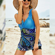 Load image into Gallery viewer, Printed Ruched Swim Dress and Swim Bottoms Set
