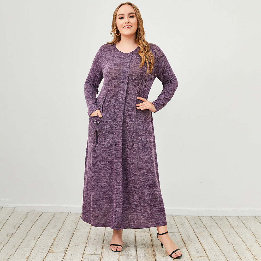 Plus Size Heathered Maxi Dress with Pocket