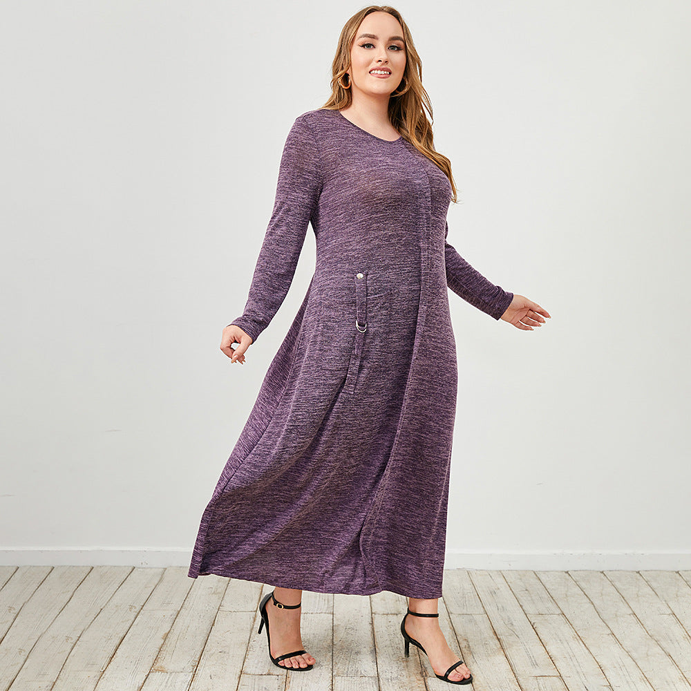 Plus Size Heathered Maxi Dress with Pocket