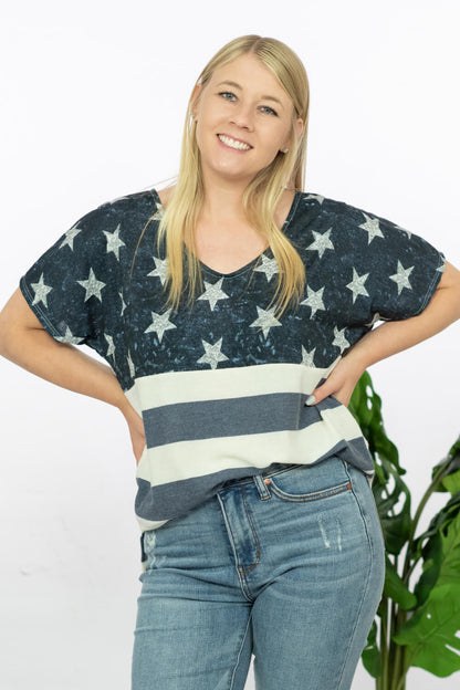 BiBi Home of the Brave Flag Print Tee