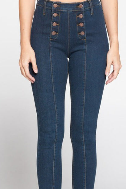 Button Waist Skinny Jeans