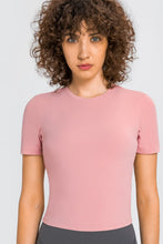 Load image into Gallery viewer, Round Neck Short Sleeve Yoga Tee
