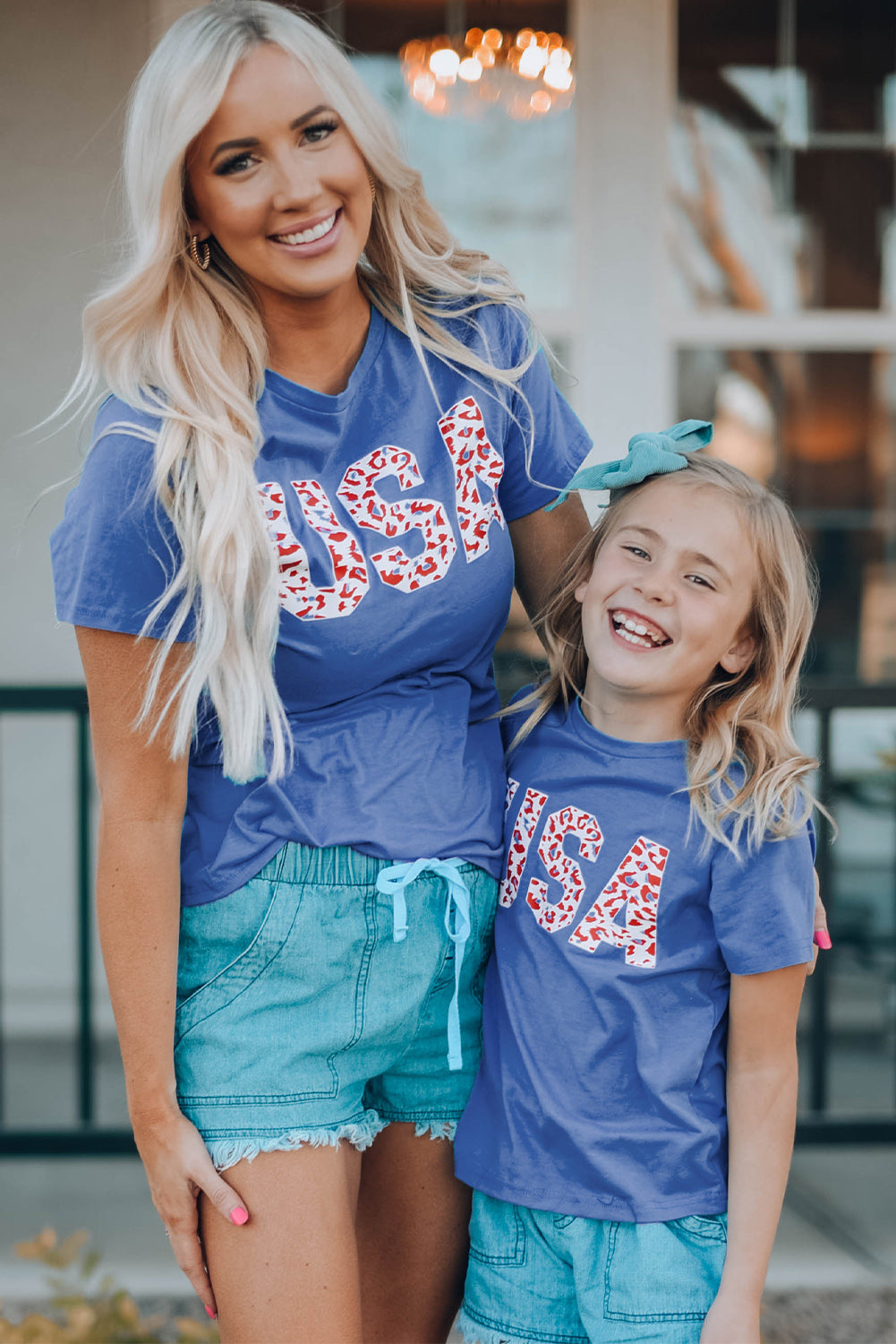 Girls USA Leopard Graphic Tee