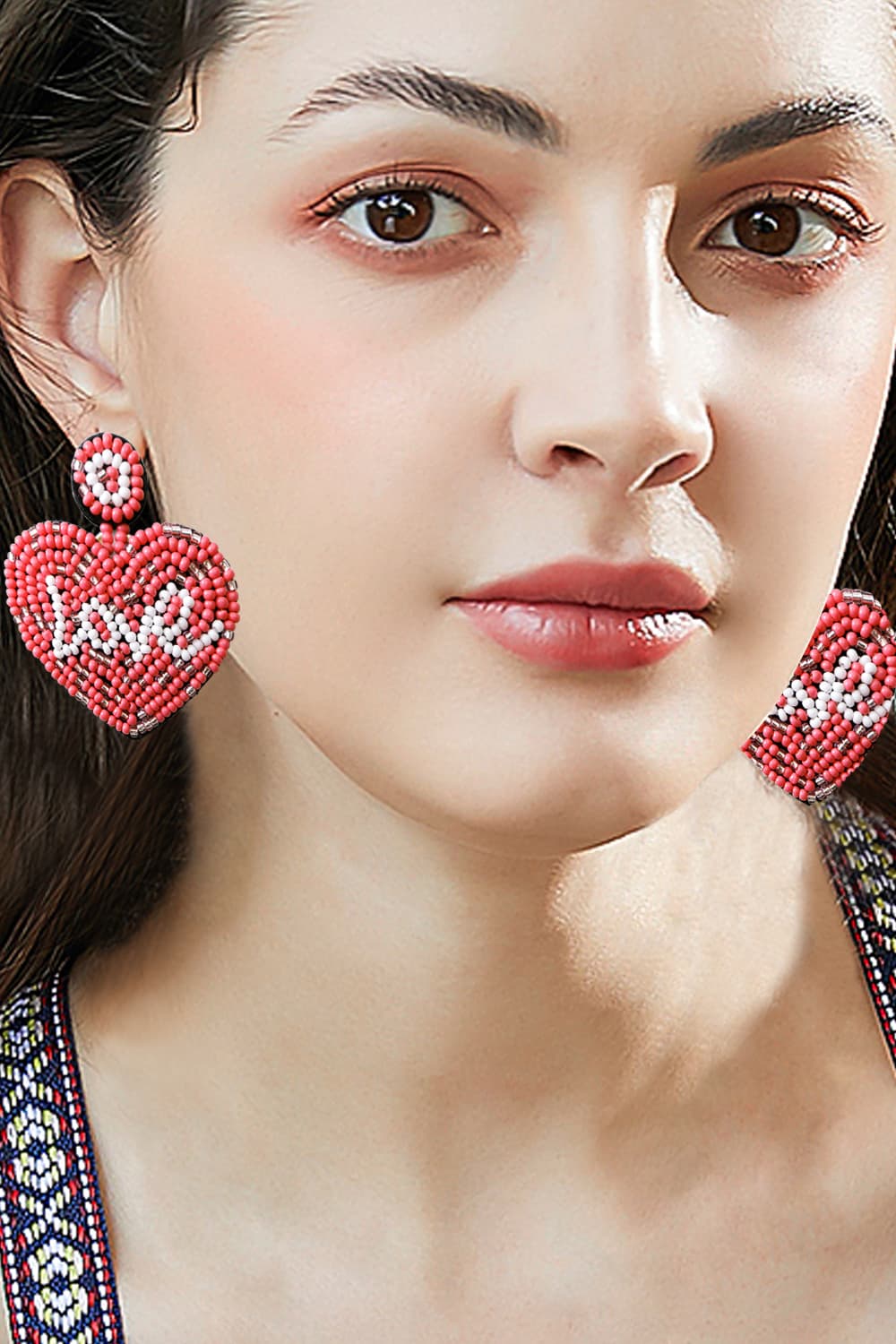 LOVE Beaded Heart Earrings