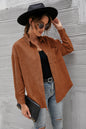 Button Front Drop Shoulder Corduroy Blouse