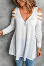 Cutout Waffle Knit Tunic Top