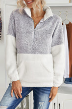 Load image into Gallery viewer, Plus Size Half Zipper Fleece Sweatshirt with Pocket
