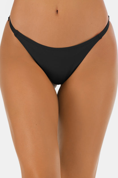 Metal Buckle Low Waist Thong Swim Bottoms