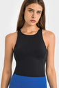 Crisscross Back Round Neck Yoga Tank