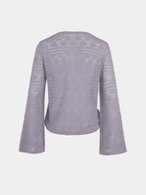 Load image into Gallery viewer, Flared Sleeve Drawstring Openwork Sweater
