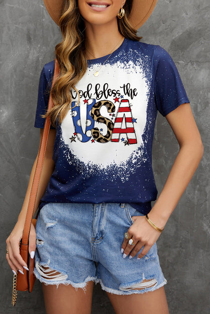 GOD BLESS THE USA Printed Tee Shirt