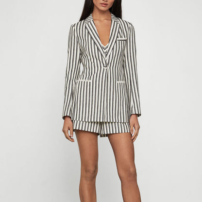 Cotton Linen Striped Blazer